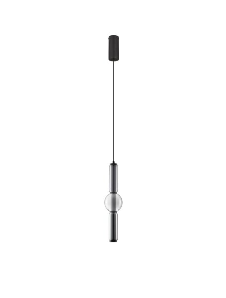 LED Pendelleuchte schmal Ø 12 cm Schwarz dimmbar Rauchglas