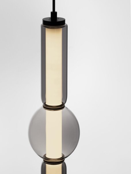 LED Pendelleuchte schmal Ø 12 cm Schwarz dimmbar Rauchglas