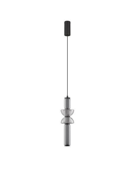 LED Hängelampe Schwarz Ø 12 cm dimmbar Rauchglas schmal