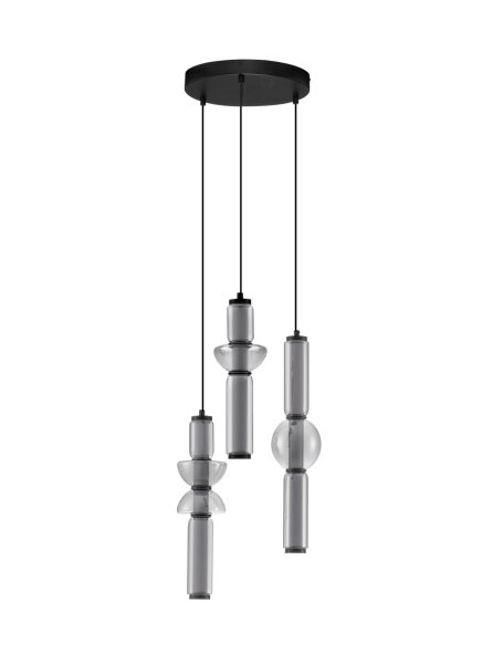 LED Pendelleuchte Rauchglas Schwarz 38 cm breit dimmbar
