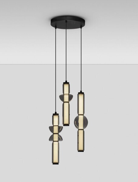 LED Pendelleuchte Rauchglas Schwarz 38 cm breit dimmbar