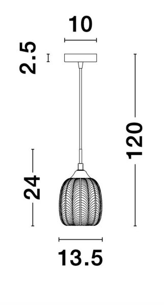 Pendelleuchte schmal E27 Ø 13,5 cm in Gold höhenverstellbar