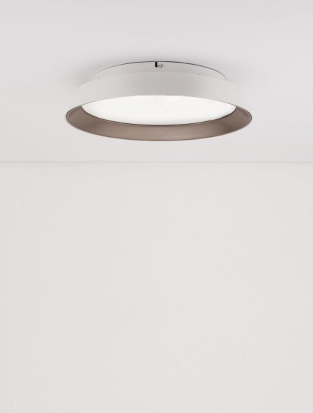 LED Deckenleuchte Weiß Braun Ø 45 cm dimmbar rund warmweiß