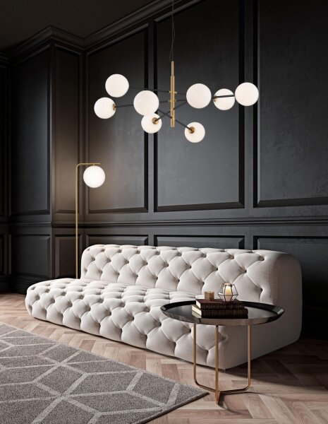 Hängeleuchte in Weiß Schwarz Gold 120 x 103 cm G9 Kugel