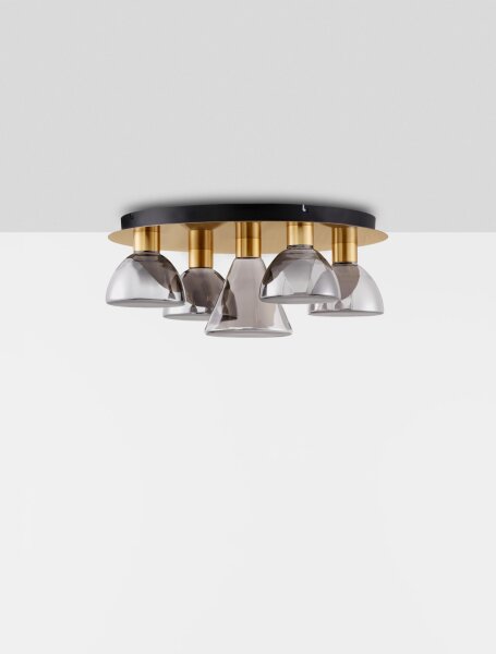 LED Deckenlampe rund Ø 57 cm in Gold Schwarz dimmbar SIDNEY