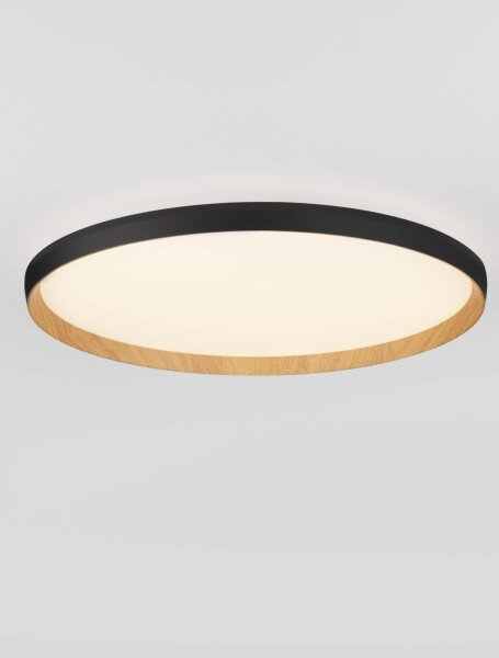 LED Deckenlampe rund Ø 60 cm Schwarz dimmbar Holz SIMONE