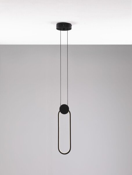 LED Pendelleuchte Ring 10 cm lang Schwarz höhenverstellbar