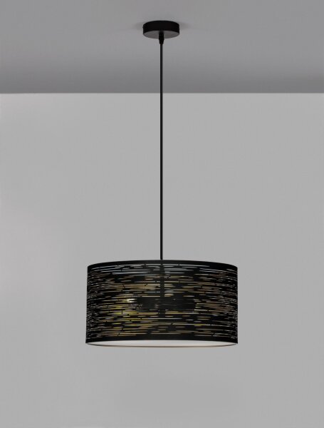 Hängelampe in Schwarz Gold Ø 40 cm E27 Metall rund 2 flammig
