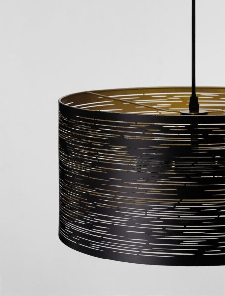 Hängelampe in Schwarz Gold Ø 40 cm E27 Metall rund 2 flammig