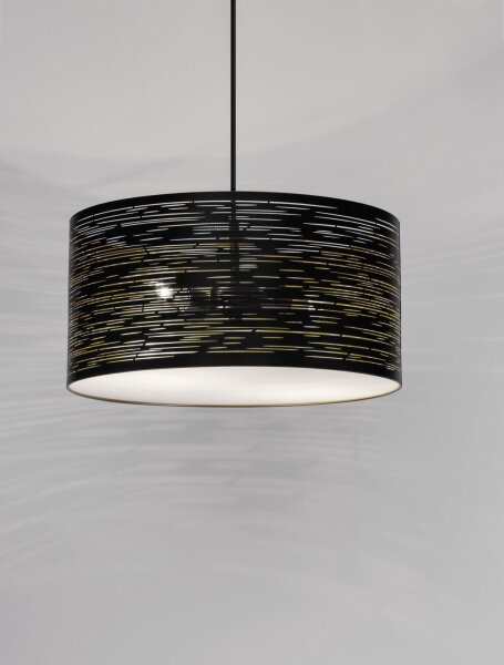 Hängelampe in Schwarz Gold Ø 40 cm E27 Metall rund 2 flammig
