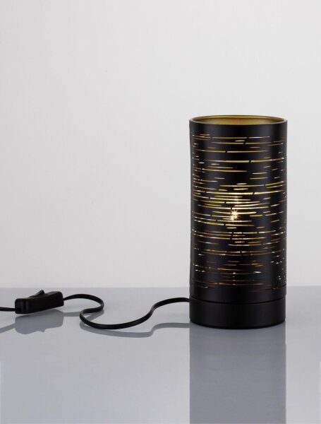Tischlampe in Schwarz Gold 20 cm E14 Metall SONNY Modern