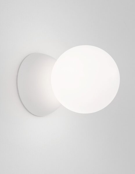 Wandlampe rund G9 10 cm breit Weiß Glas Gips SPENCER Kugel