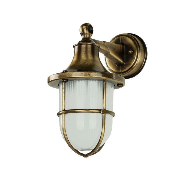 Premium Applique extérieure laiton antique verre strié