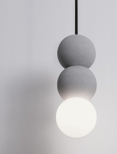 Hängelampe G9 Ø 8 cm Grau Weiß höhenverstellbar Glas Beton