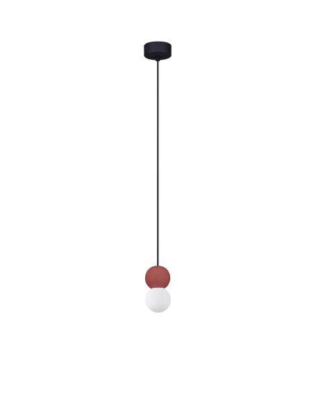 Hängeleuchte Weiß Rot Ø 8 cm G9 Glas Beton rund SPENCER