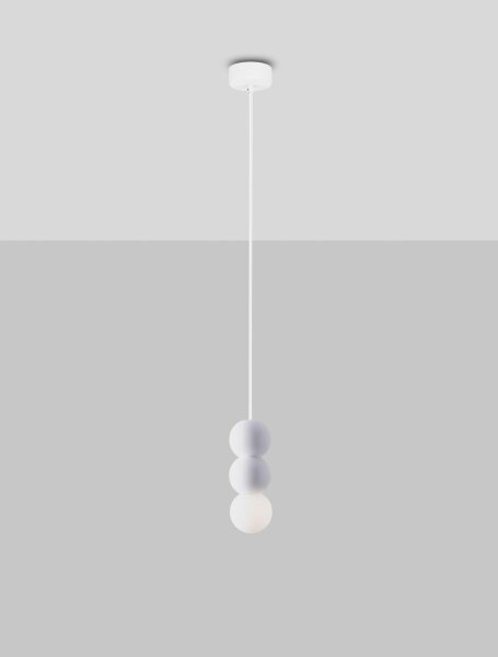 Hängeleuchte G9 Ø 8 cm Weiß höhenverstellbar Glas Gips rund