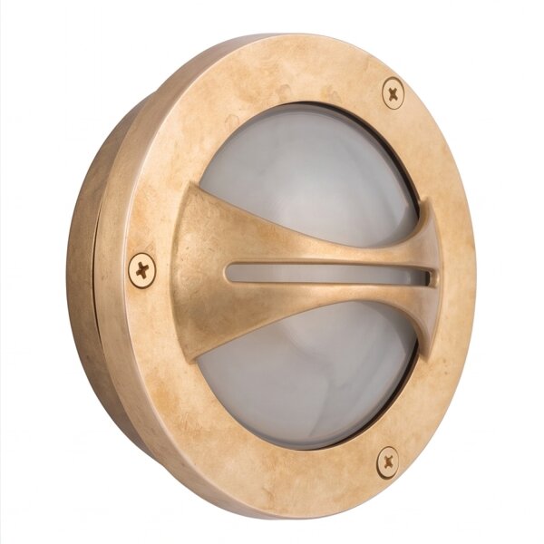 Petite lampe murale AGIA laiton Maritim ronde IP64 extérieur