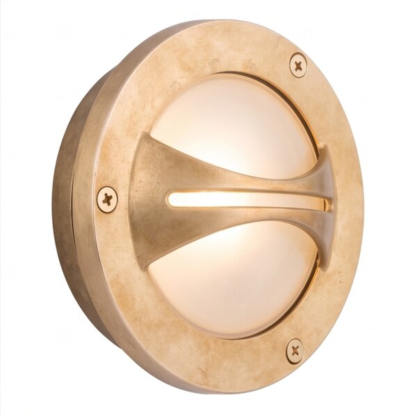 Petite lampe murale AGIA laiton Maritim ronde IP64 extérieur