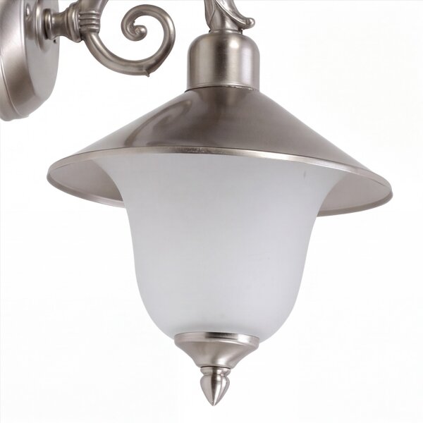 Applique extérieure verre laiton en nickel blanc cour