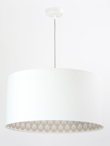 Suspension tissu blanc rond rétro salon