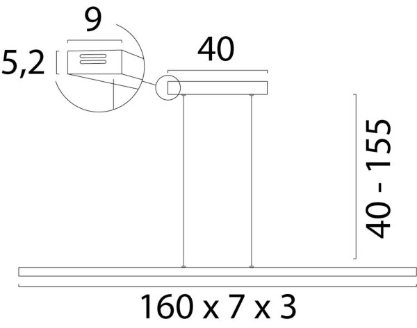 LED Hängelampe dimmbar 2200-3000K Nickel L:160 cm matt