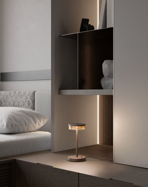 LED Tischlampe dimmbar 2200-2700K Glas Kakao H:35 cm