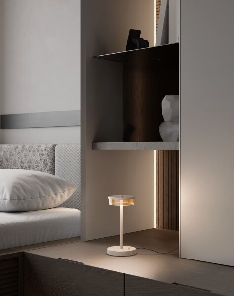 LED Tischlampe dimmbar 2200-2700K Glas Beige H:35 cm