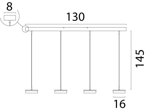 LED Hängelampe dimmbar 2200-2700K Glas Nickel L:130 cm