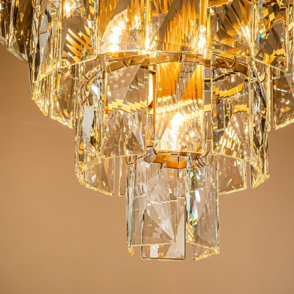 Hängelampe Kristallglas Gold E14 Ø65 cm antik klar