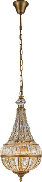 Hängelampe Kristallglas Gold E14 Ø30 cm antik klar