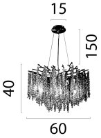 Hängelampe Kristallglas Gold E14 Ø60 cm antik...