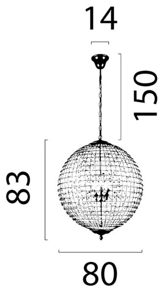 Hängelampe Kristallglas Gold E14 Ø80 cm antik klar
