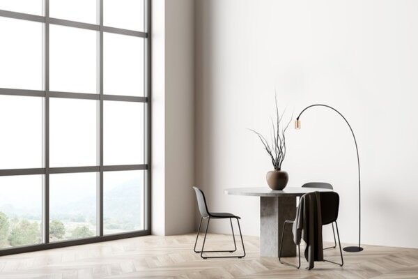 Bogenlampe Fußschalter Schwarz Gold GU10 H:192 cm XXL