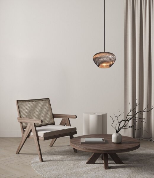 Hängelampe blendarm Karton Kakao Natur E27 B:24 cm