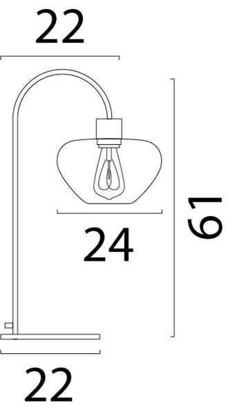 Nachttischleuchte Glas Kakao Gold E27 H:61 cm rund