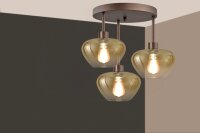 Deckenleuchte Glas Kakao Gold E27 H:28,5 cm rund