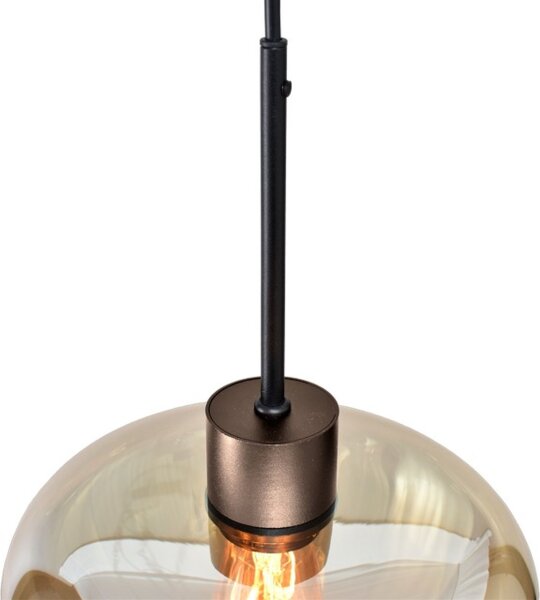 Pendelleuchte Modern Glas Kakao Gold E27 Ø24 cm rund