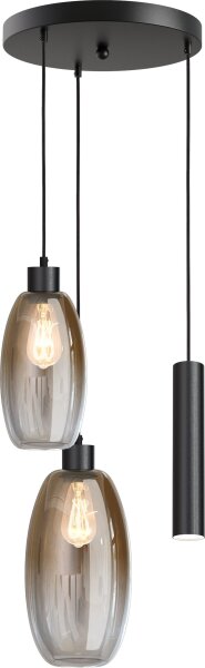 Pendelleuchte Glas Schwarz Gold E27 GU10 L:35 cm rund