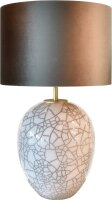 Tischlampe Keramik Stoff Wei&szlig; Anthrazit E27...