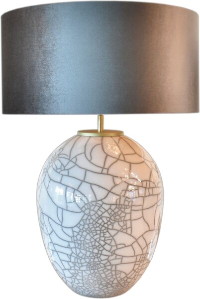 Tischlampe Keramik Stoff Weiß Anthrazit E27 H:74 cm