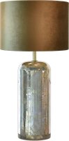 Tischlampe Keramik Stoff Silber Gold E27 H:60 cm