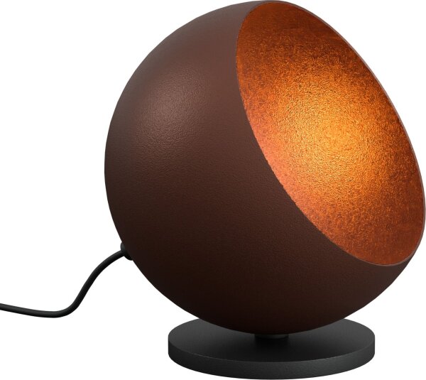 Tischlampe Schwarz Rotbraun E27 H:19 cm Kugel flexibel