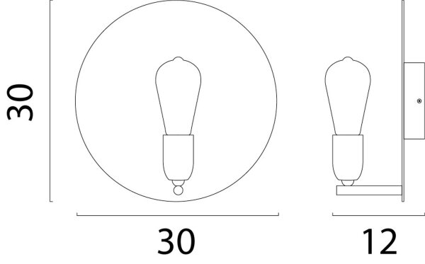 Wandleuchte indirektes Licht Kakao E27 H:30 cm rund