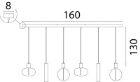 Hängelampe Glas Schwarz E27 GU10 L:160 cm Zylinder