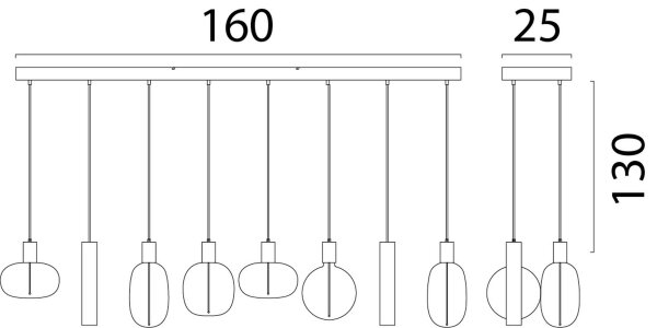 Pendelleuchte Glas Kakao Gold E27 GU10 L:160 cm