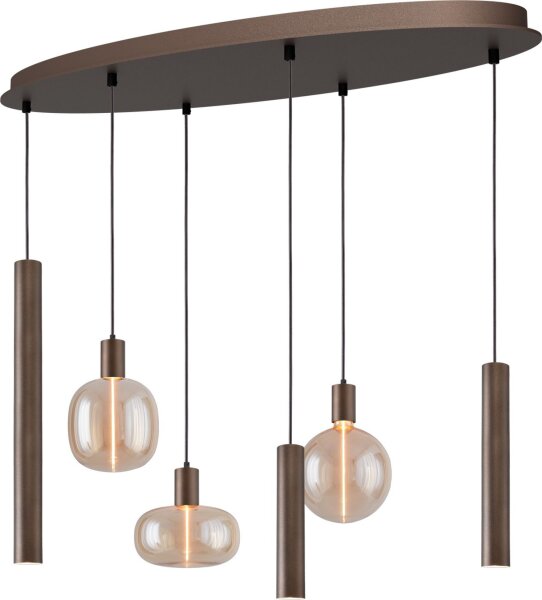 Hängelampe Glas Kakao Gold E27 GU10 L:100 cm oval