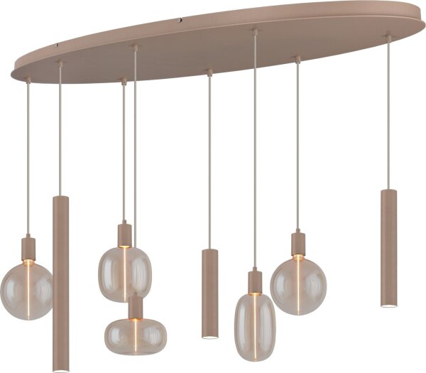 Pendelleuchte Glas Beige Gold E27 GU10 B:50 cm oval