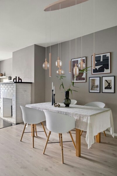 Pendelleuchte Glas Beige Gold E27 GU10 B:50 cm oval