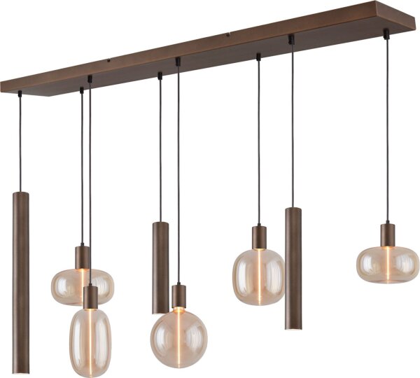 Hängeleuchte Glas Metall Kakao Gold E27 GU10 L:130 cm