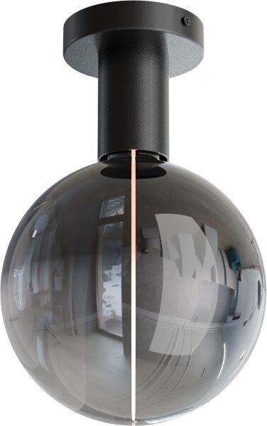 Deckenlampe Glas Metall Schwarz E27 H:11 cm Zylinder